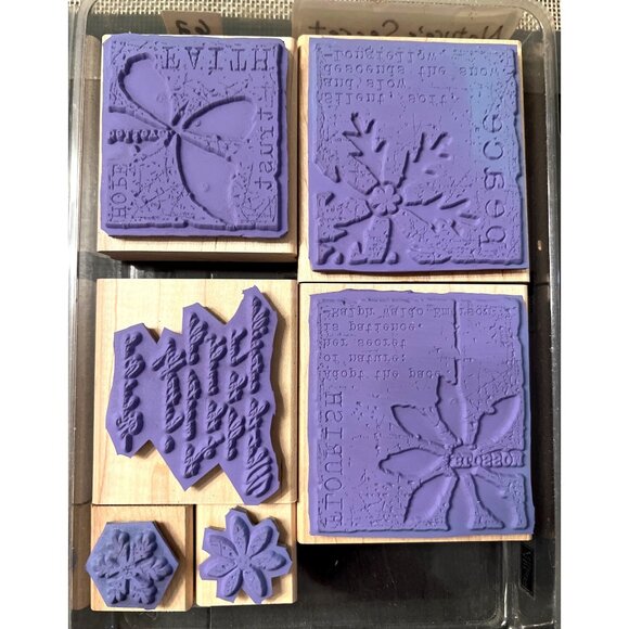 Stampin Up! "Natures Secret" Set Of 6 Wood-Mounted Rubber Stamps Holiday - Picture 2 of 7